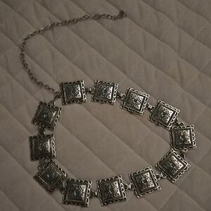 Silver and Blue Geometric Belt